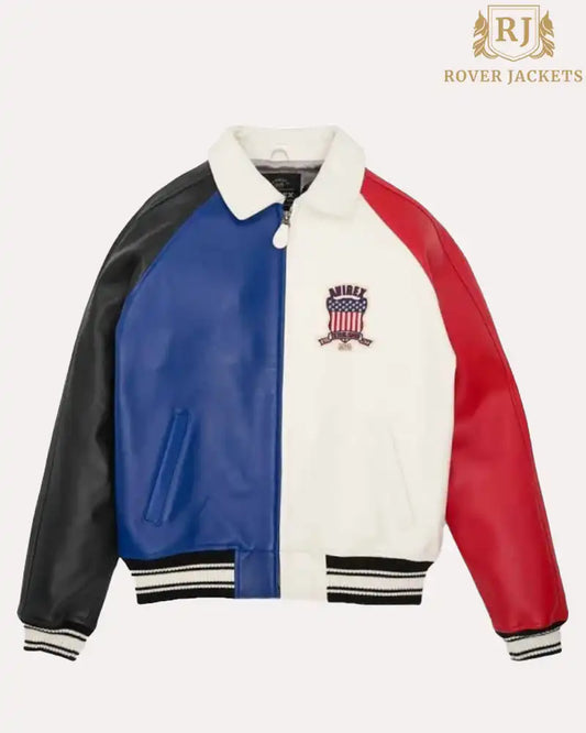 Colour Block Avirex USA Leather Jacket