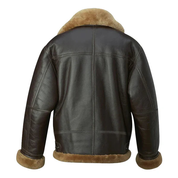 Men's RAF B3 Aviator Faux Shearling Brown Jacket - Image 2
