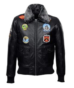 Men's A-1 Flight Faux Shearling Black Bomber Jacket