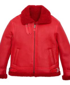Men's B3 Faux Shearling Military Red Bomber Jacket