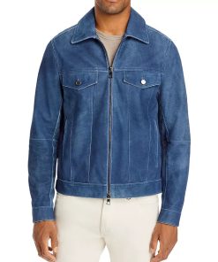 Michael Kors Denim Look Leather Trucker Jacket