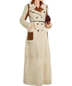Camila Shearling Long Double-Breasted Coat