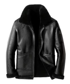 Men's B3 Faux Shearling Black Bomber Leather Jacket