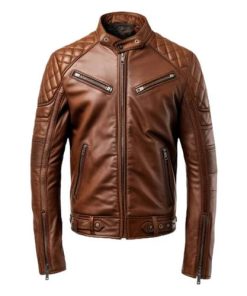 Men's Brown Racer Biker Leather Jacket