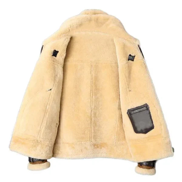 Men's B3 Faux Shearling Brown Bomber Leather Jacket - Image 2