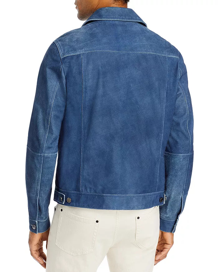 Michael Kors Denim Look Leather Trucker Jacket - Image 2