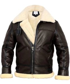 Men's Aviator Faux Shearling Real Leather Jacket