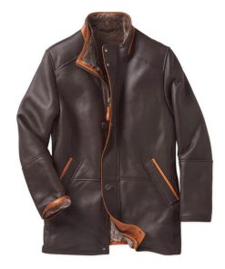 Premium Dark Brown Shearling Leather Coat