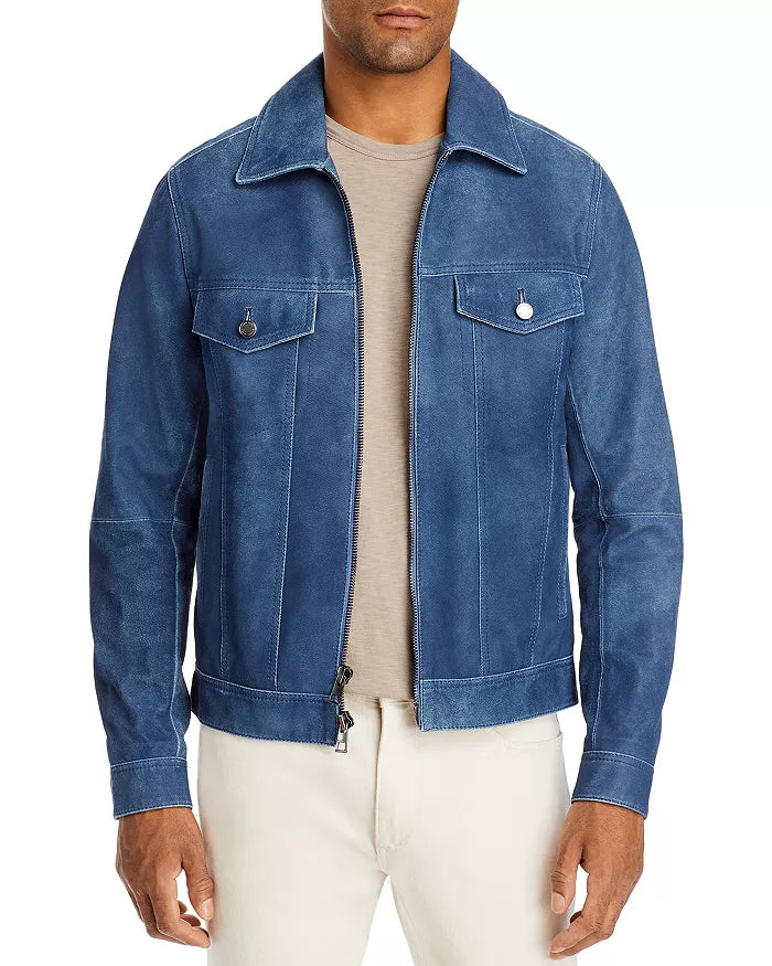 Michael Kors Denim Look Leather Trucker Jacket - Image 3