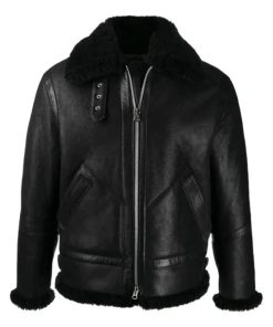 Men's B3 Faux Shearling Black Bomber Leather Jacket