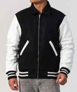 Men's Black and White Letterman Varsity Jacket
