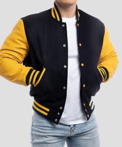 Men's Blue & Lemon Wool Varsity Jacket