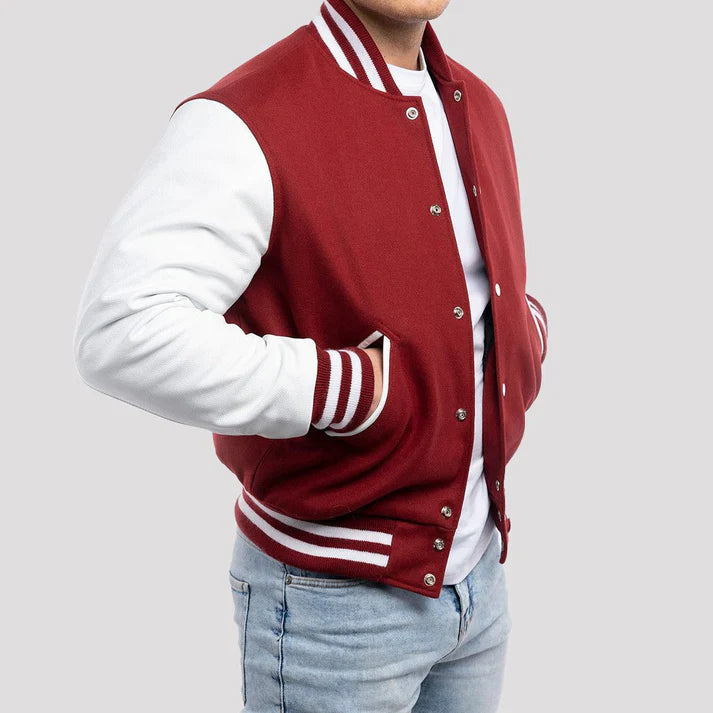 Men's Cardinal Red & Bright White Wool Varsity