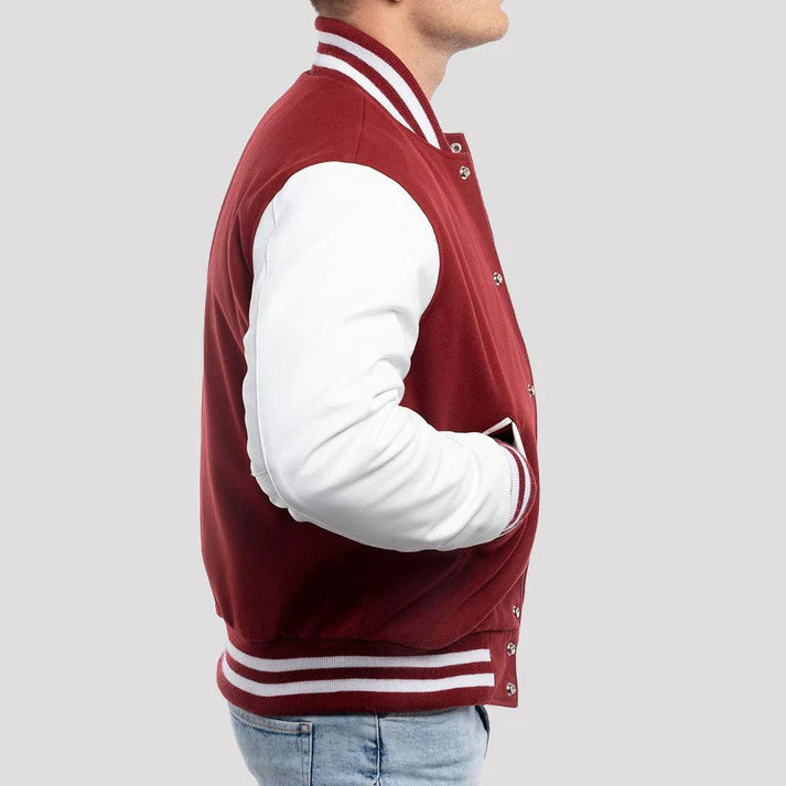 Men's Cardinal Red & Bright White Wool Varsity - Image 2