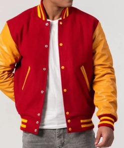 Men's Scarlet & Bright Gold Varsity Jacket