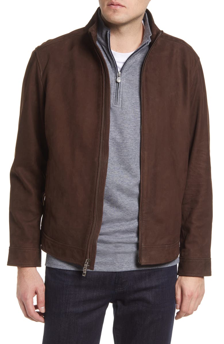 Men's Nubuck Leather Bomber Jacket