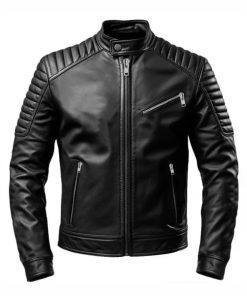 Men's Black Slim Fit Genuine Leather Jacket
