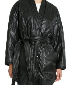Fallon Belted Faux Leather Jacket