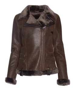 Women's Merino Tobacco Shearling Leather Jacket