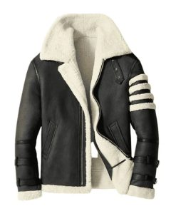 Men's B3 Faux Shearling Black & White Bomber Jacket