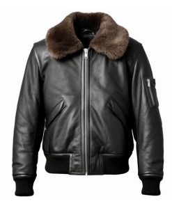 Men's B3 Aviation Lapel Black Faux Shearling Leather Jacket