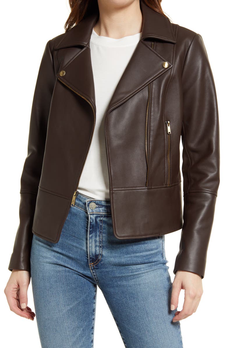Peplum Back Leather Jacket