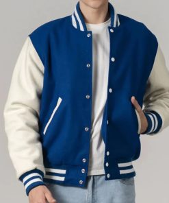 Men's Customizable Royal Blue & White All-Wool Varsity Jacket