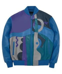 Men's Stylish Blue Pecaso Leather Jacket