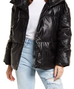 Vigoss Faux Leather Puffer Jacket