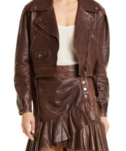 Marea Double Breasted Leather Moto Jacket