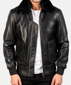 Airin G-1 Black Leather Bomber Jacket