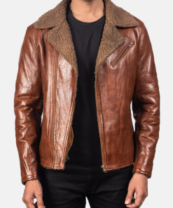 Alberto Brown Leather Shearling Jacket