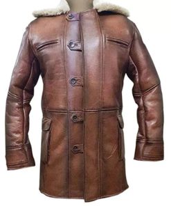 Bane Coat Brown Genuine Leather Coat Faux Shearling Costume