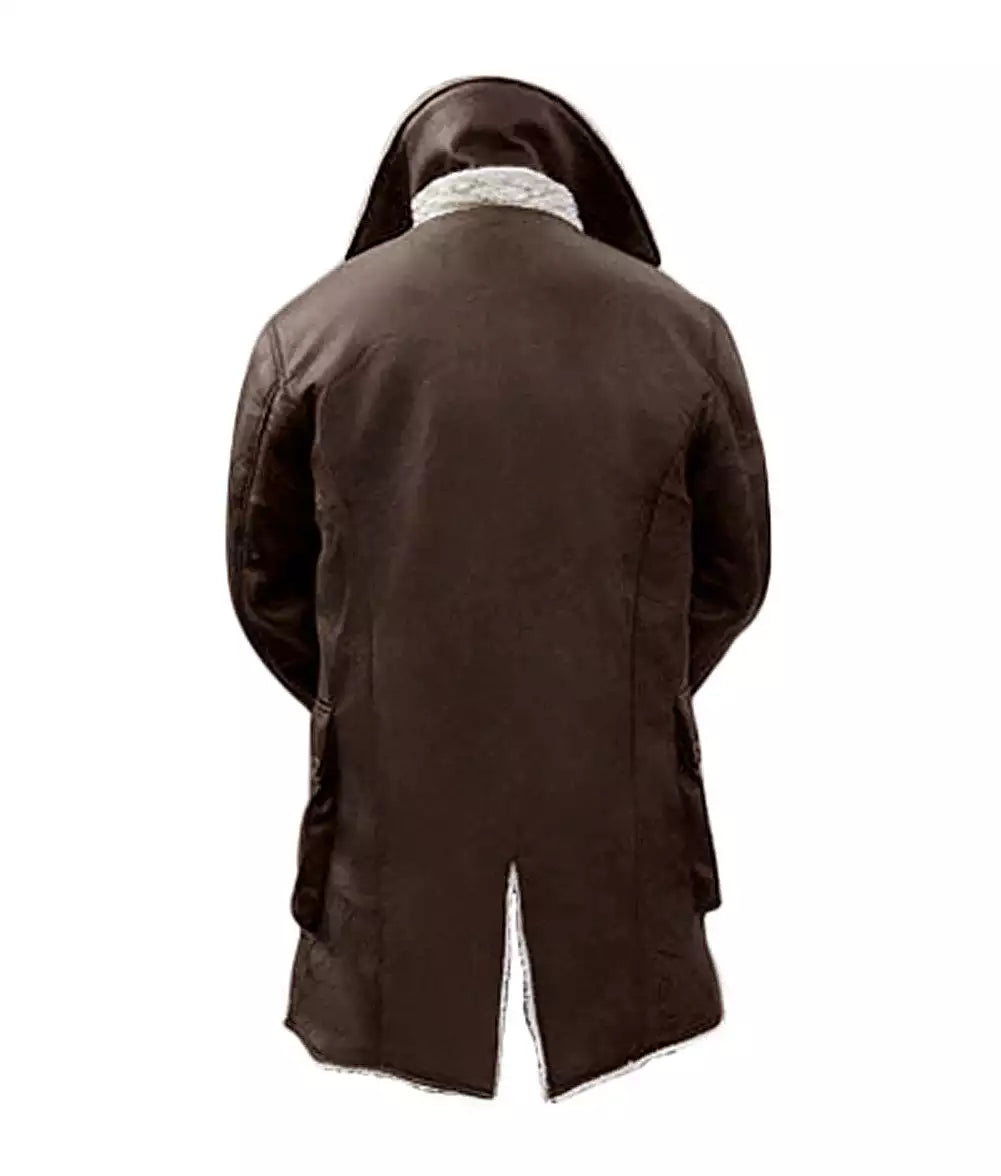 Men's Brown Bane Sherpa Coat - Genuine Leather Swedish Winter Coat - Image 2