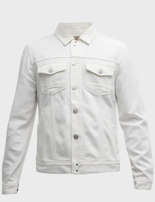 Beachside Brawl Eric’s White Season 2 Denim Jacket - Image 2