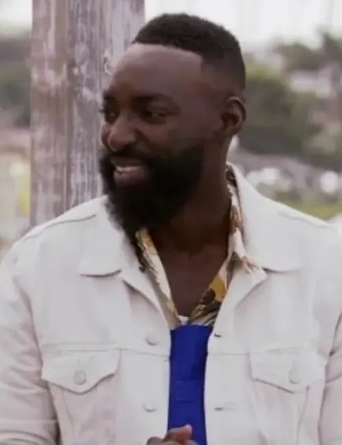 Beachside Brawl Eric’s White Season 2 Denim Jacket