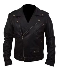 Belted Rider Black Biker Faux Leather Jacket