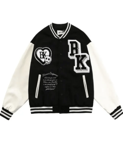 Black Cotton Bk Varsity Jacket