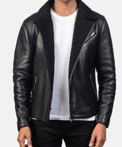 Black Alberto Shearling Leather Jacket