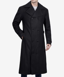 Kenney Men's Black Double Breasted Wool Coat