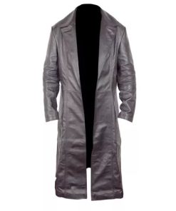 Blade Trinity Black Faux Leather Coat with Buttons