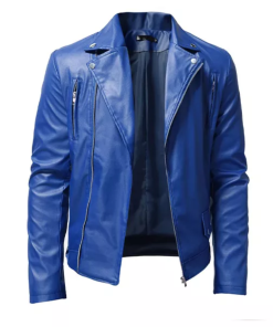 Blue Leather Jacket Mens