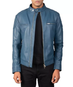 Blue Quilted Jacket Mens