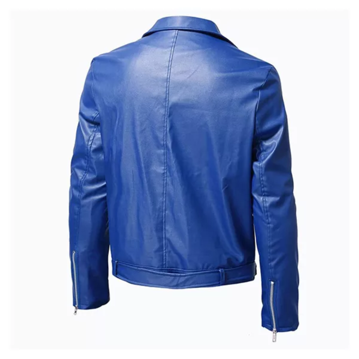 Blue Leather Jacket Mens - Image 2