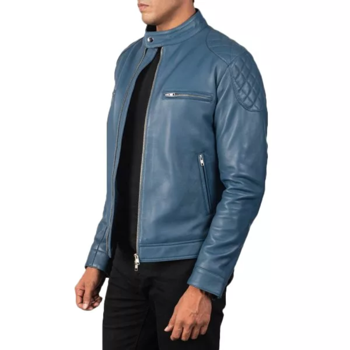Blue Quilted Jacket Mens - Image 2