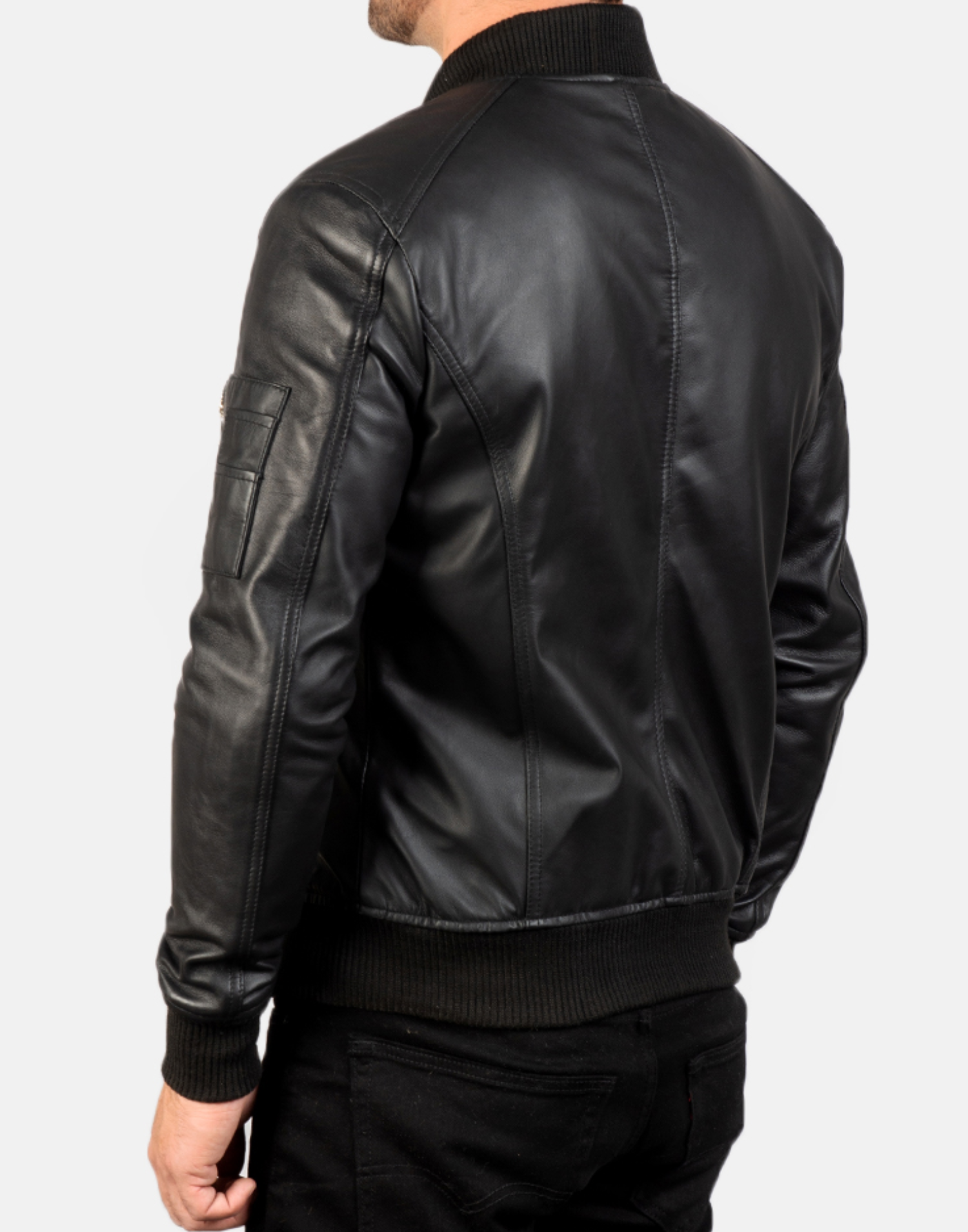 Bomia Ma-1 Black Leather Bomber Jacket - Image 2