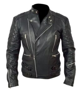 Men's Brando Motorcycle Biker Black Genuine Leather Jacket