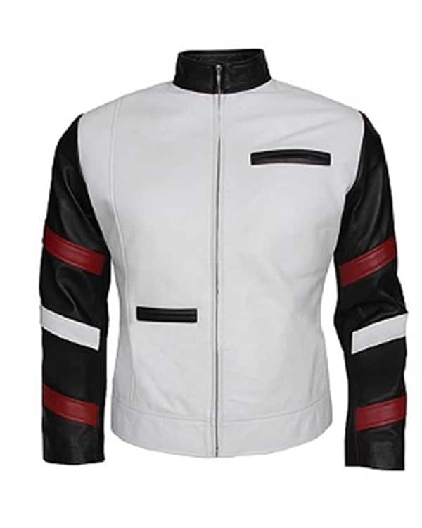 Bruce Lee Classic Vintage White Leather Jacket - Image 2