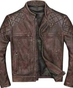 Cafe Racer Vintage Motorcycle Distressed Brown Genuine Leather Jacket
