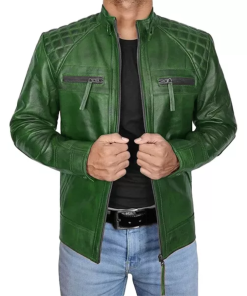 Cafe Racer Green Quilted Jacket